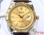Rolex Datejust 40 Watch Gold Case Brown Leather Band